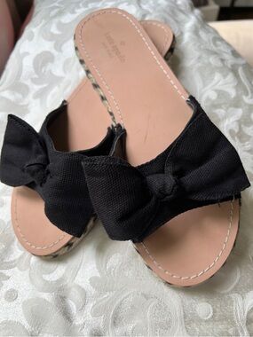 kate spade Idalah Black Bow Espadrille Slide Sandals Women’s Size 9.5